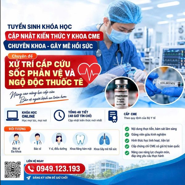 Poster tuyển sinh: Xử trí cấp cứu sốc phản vệ và ngộ độc thuốc tê